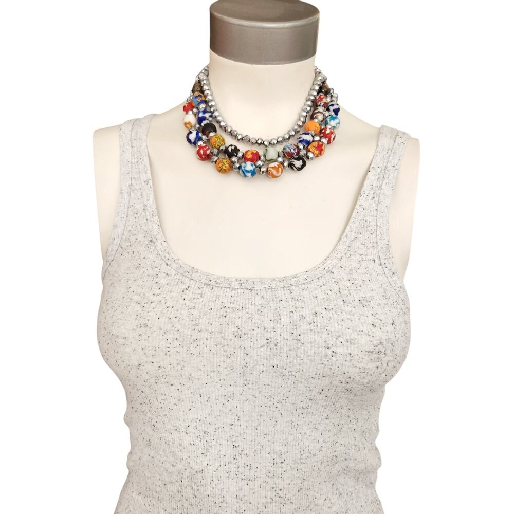 set of 3 AFRICAN handmade trade bead choker statement necklace bracelet earrings - Picture 6 of 6